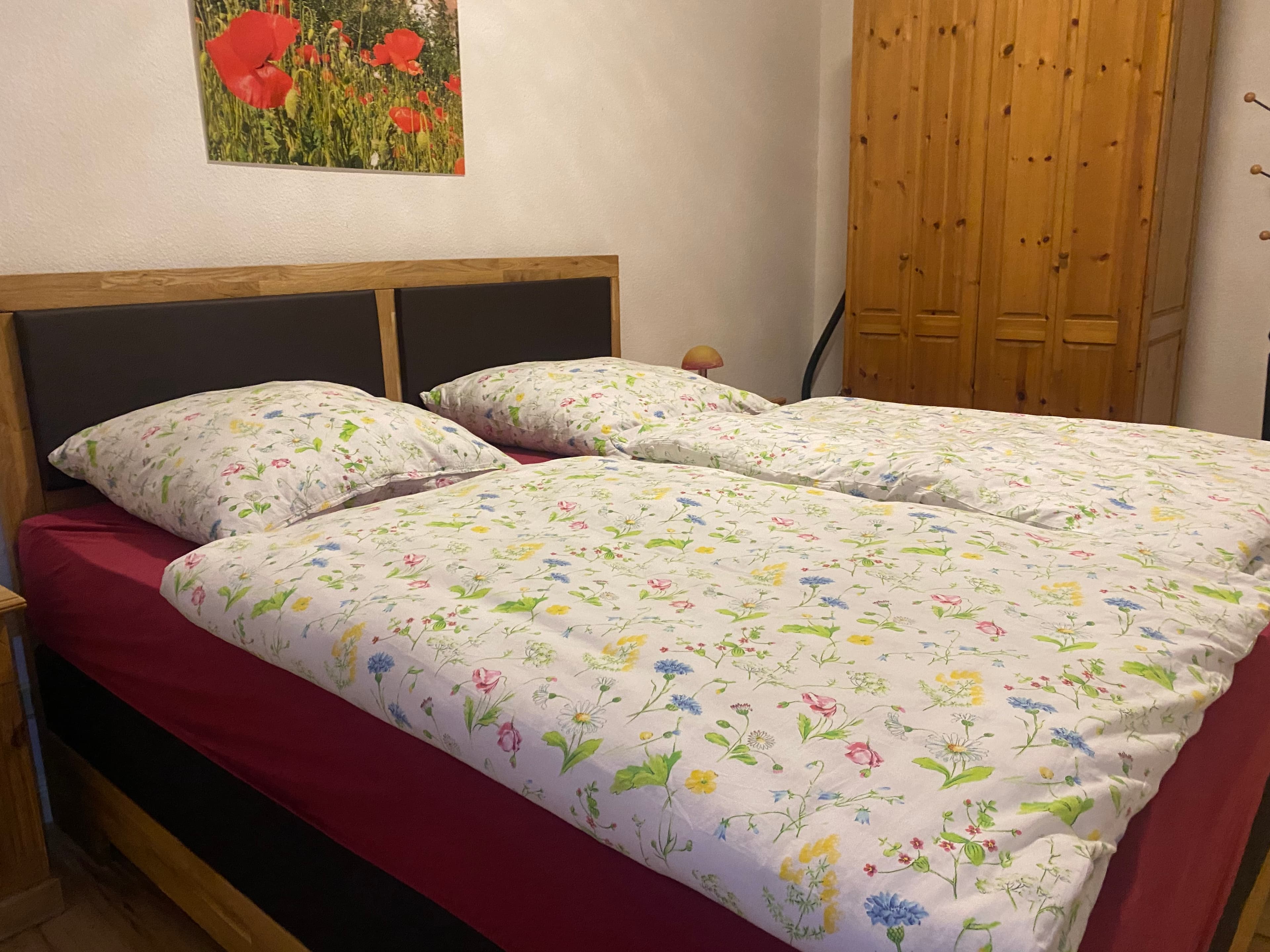 Neuland-Hof Spöring Ferienwohnung Roseneck Bett