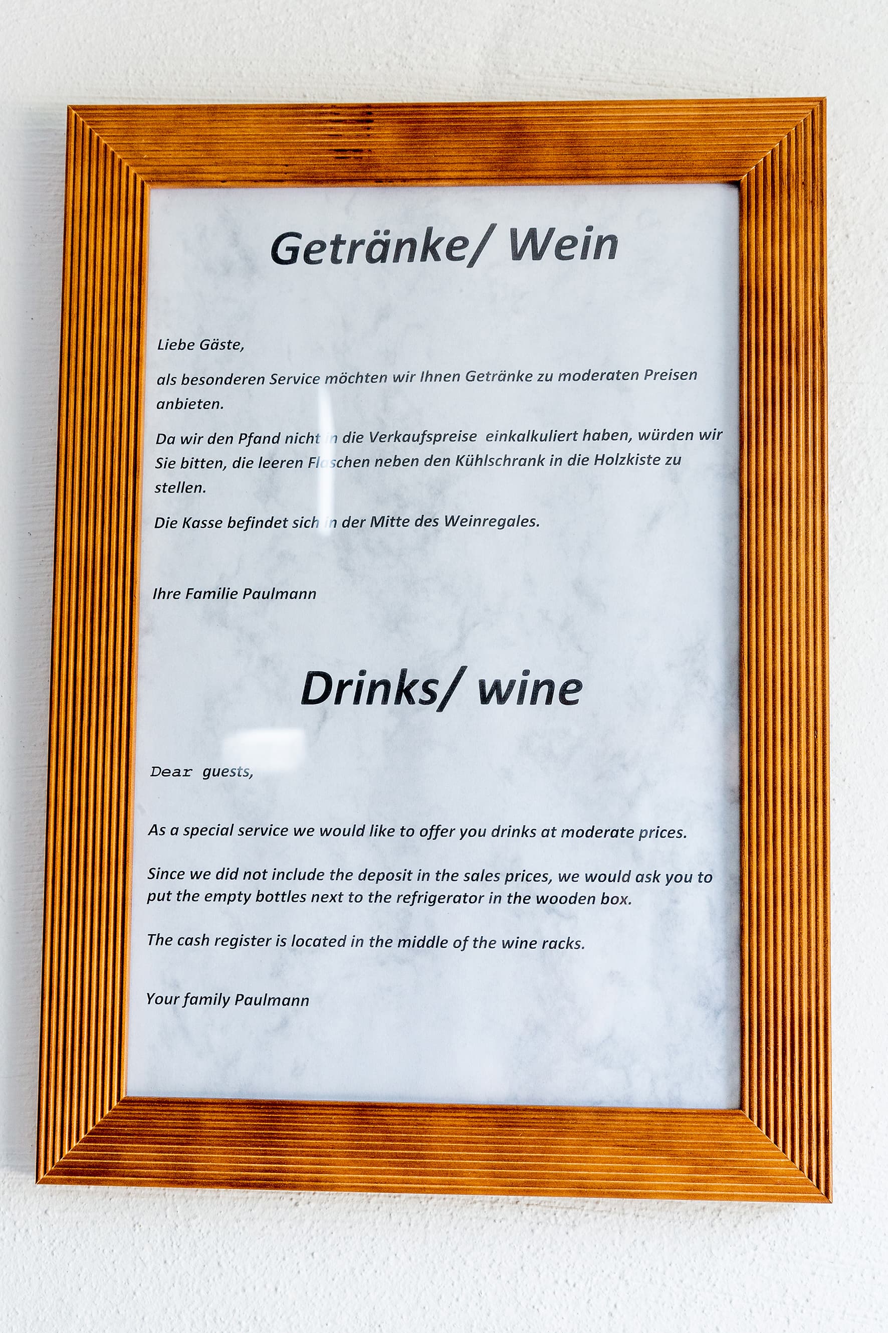 Getränke in der Ferienwohnung Paulmann in Toppenstedt