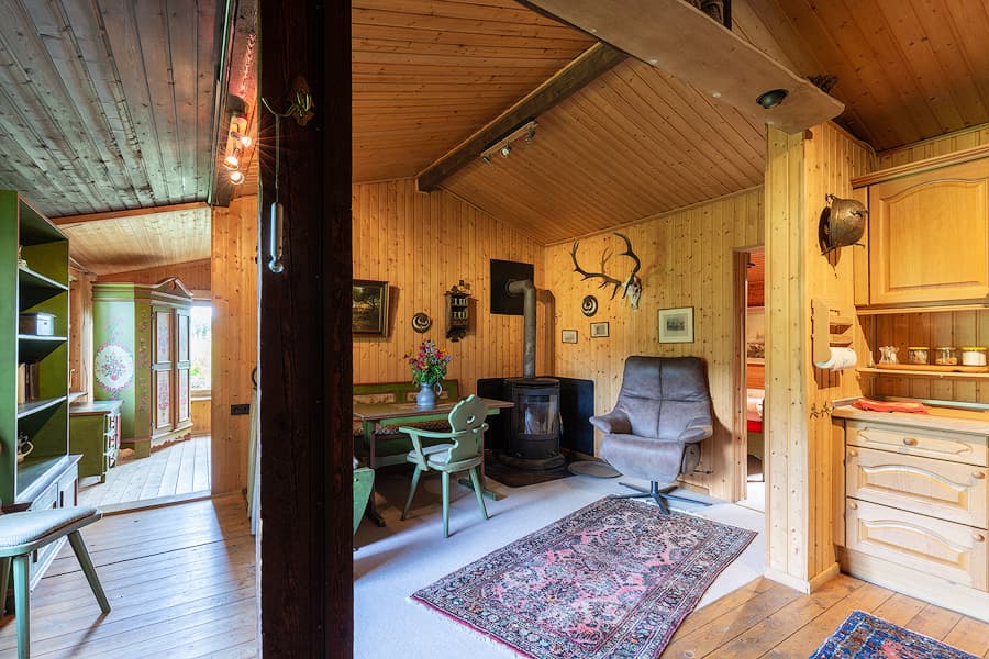 Wohnzimmer Ferienhaus Jagdhütte zum Heidebach Müden Örtze